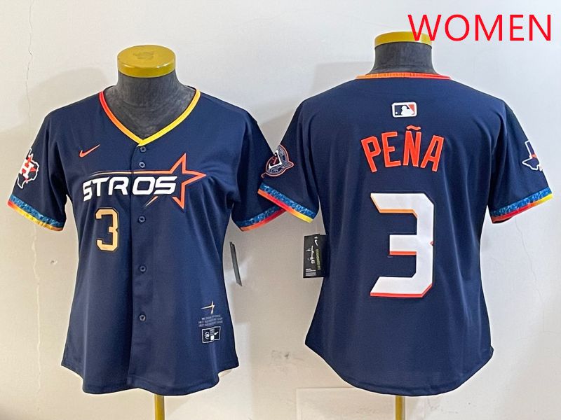 Women Houston Astros #3 Pena Drak Blue Fourth generation Joint Name 2025 Nike MLB Jersey style 2